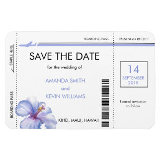 Hibiscus Boarding Pass Save the Date Magnets