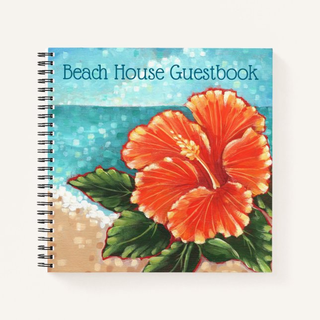 "Hibiscus by the Beach" Custom Notebook/Guestbook Notebook (Front)