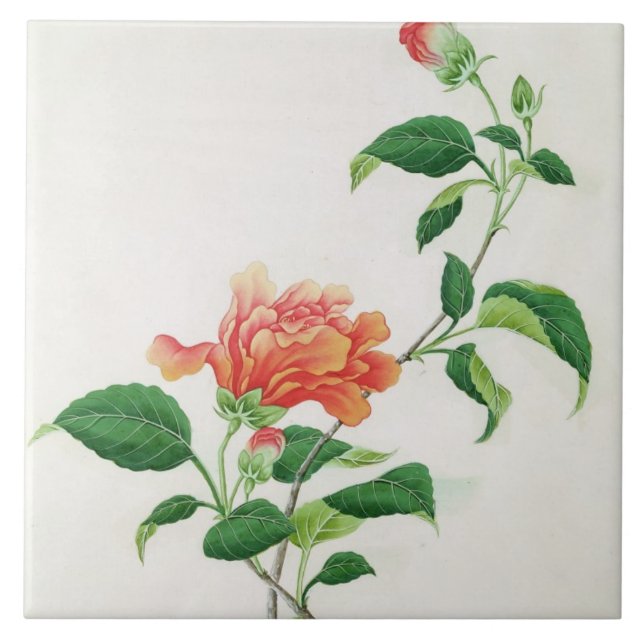 Hibiscus Ceramic Tile (Front)