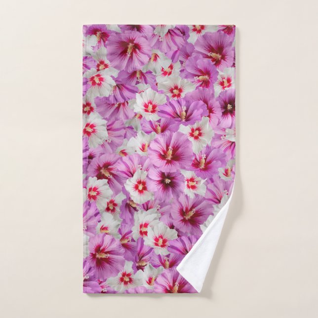Hibiscus - Chinese Rose Flower Pattern Hand Towel (Hand Towel)