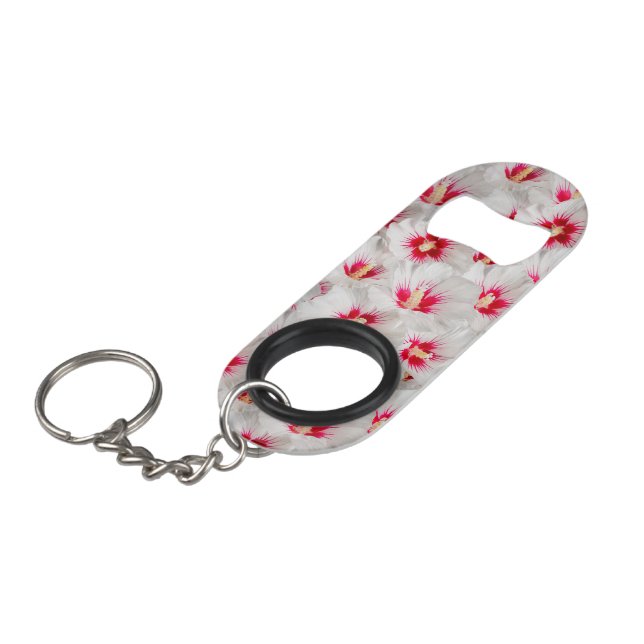Hibiscus - Chinese Rose Flower Pattern Keychain Bottle Opener (Front Angled)