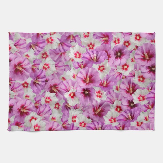 Hibiscus - Chinese Rose Flower Pattern Kitchen Towel (Horizontal)