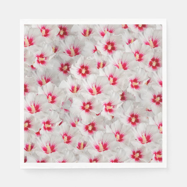 Hibiscus - Chinese Rose Flower Pattern Napkins (Front)