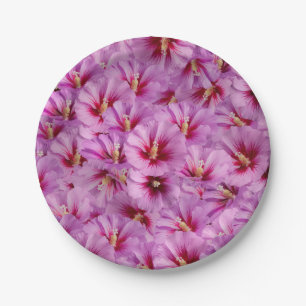 Hibiscus - Chinese Rose Flower Pattern Paper Plates