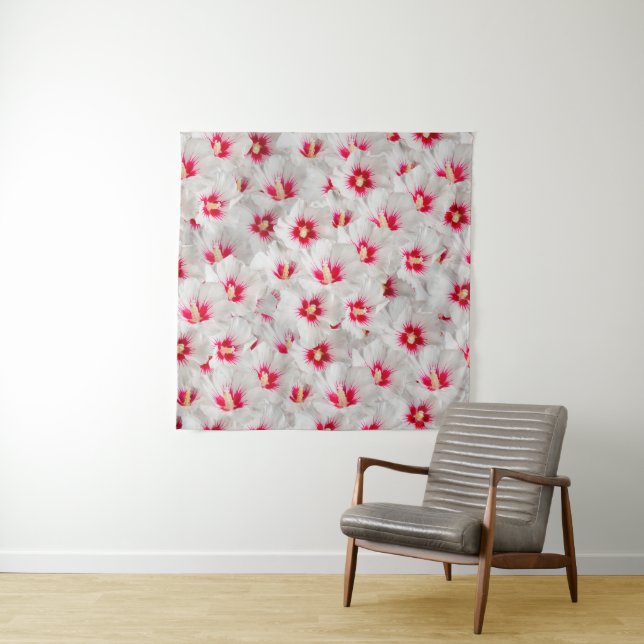 Hibiscus - Chinese Rose Flower Pattern Tapestry (In Situ)