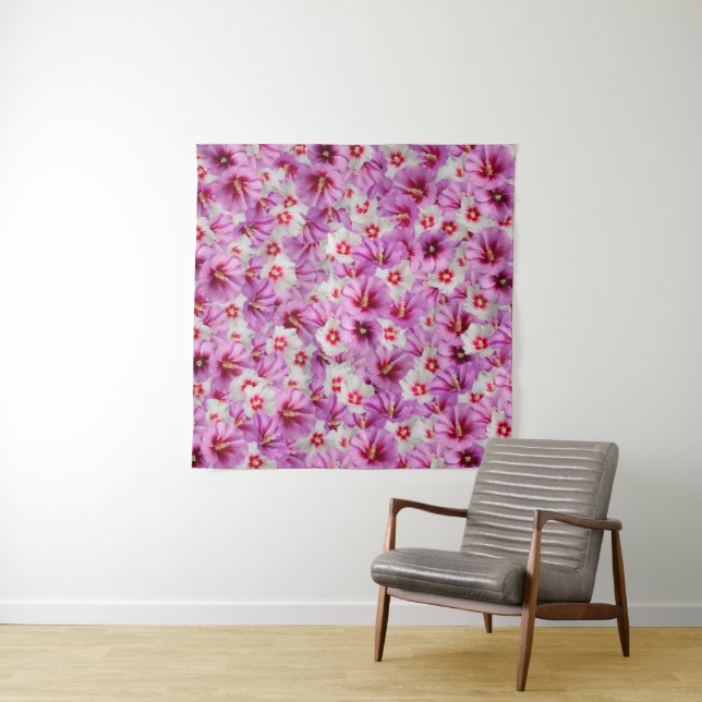 Hibiscus - Chinese Rose Flower Pattern Tapestry (In Situ)