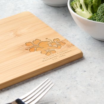 Hibiscus Coastal Home Etched Wooden Cutting Board by millhill at Zazzle