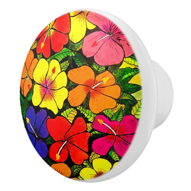 Hibiscus  Color Ceramic Knob (Right)