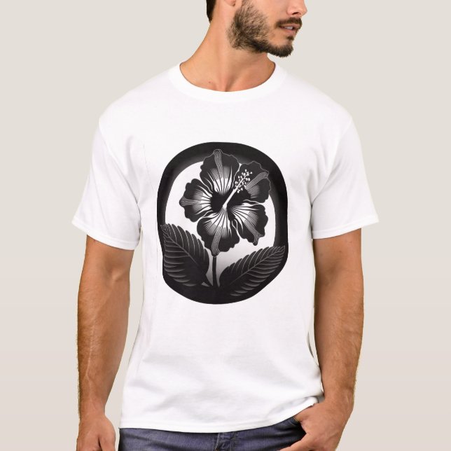 Hibiscus Crest - Hibiscus Japanese Kamon T-Shirt (Front)