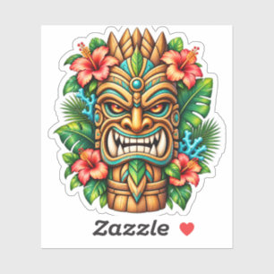 Hibiscus Crown Tiki Guardian Sticker