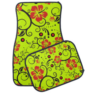 Hibiscus Decor Pattern + your color Car Mat