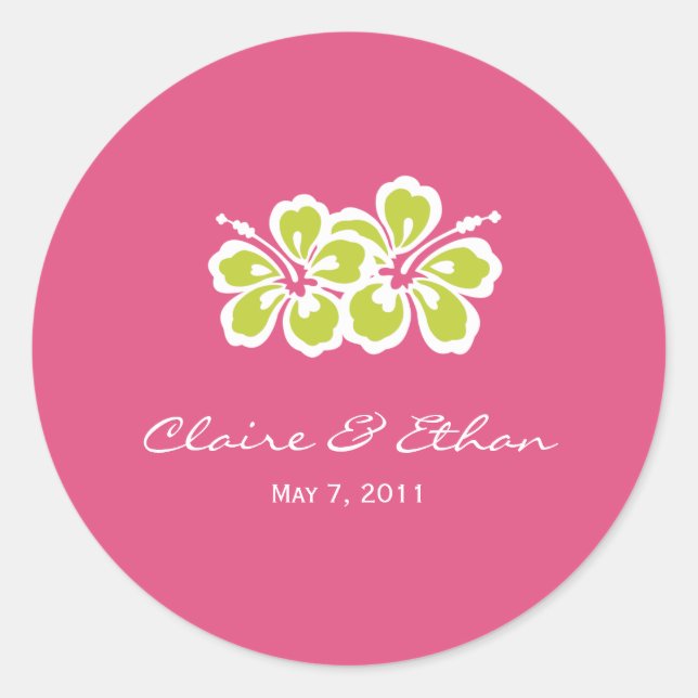 Hibiscus Delight Favor Stickers - Azalea - (Front)