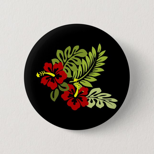 Hibiscus design pinback button (Front)