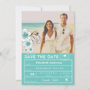 Hibiscus Destination Wedding Luggage Tag Photo Save The Date