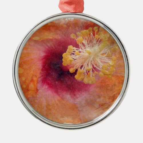 Hibiscus digital art metal ornament