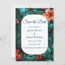 Hibiscus Dream Tropical Wedding Save The Date Card