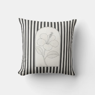 Hibiscus Elegant Flower Botanical Throw Pillow