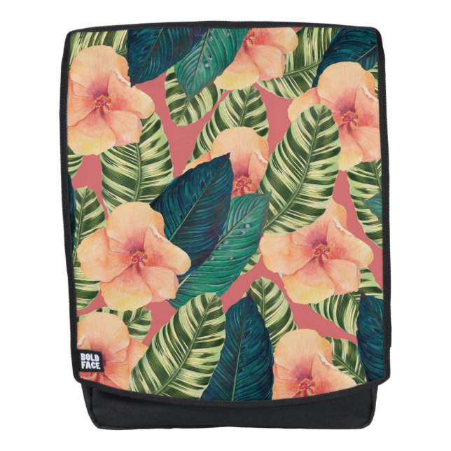 Hibiscus Exotic Coral Backpack (Front)