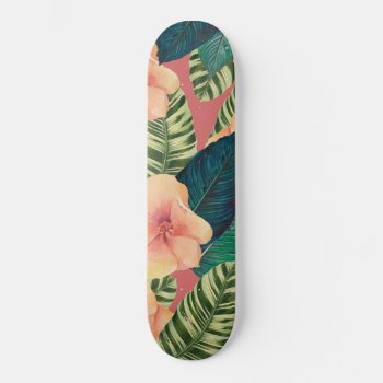 Hibiscus Exotic Coral Skateboard by EveyArtStore at Zazzle