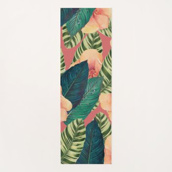 Hibiscus Exotic Coral Yoga Mat by EveyArtStore at Zazzle