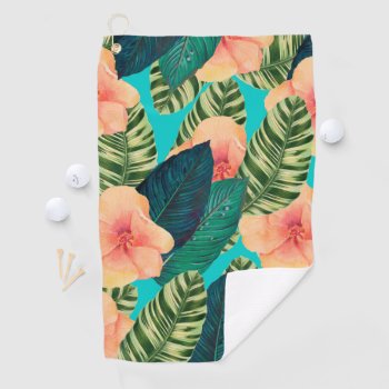 Hibiscus Exotic Teal Golf Towel by EveyArtStore at Zazzle