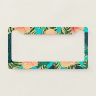 Hibiscus Exotic Teal License Plate Frame