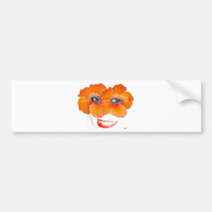 Hibiscus Face with Smile - Orange Bumper Sticker