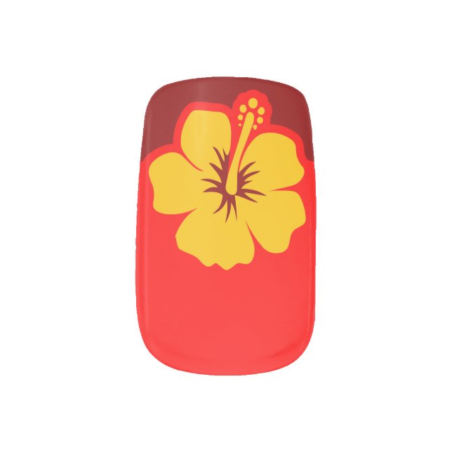 Hibiscus Fall Nail Art (Left Thumb)