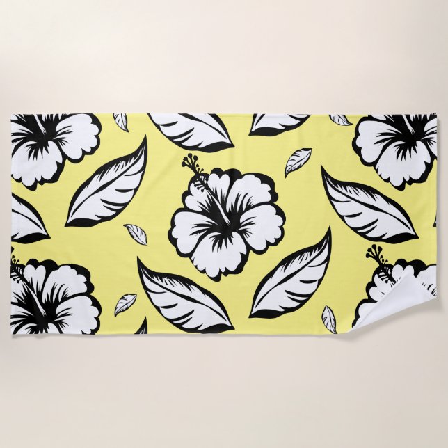 Hibiscus Floral  Beach Towel (Front)