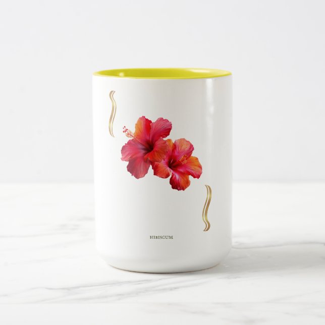 Hibiscus Floral Design – Tropical Two-Tone Coffee Mug (Center)