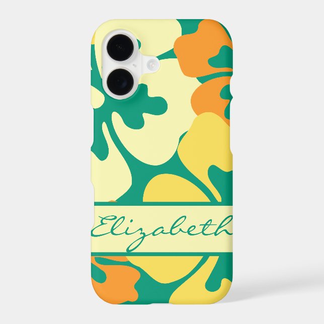Hibiscus Floral Pattern Monogram Iphone Case (Back)