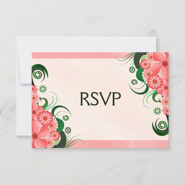 Hibiscus Floral Pink Elegant RSVP Response Card (Front)