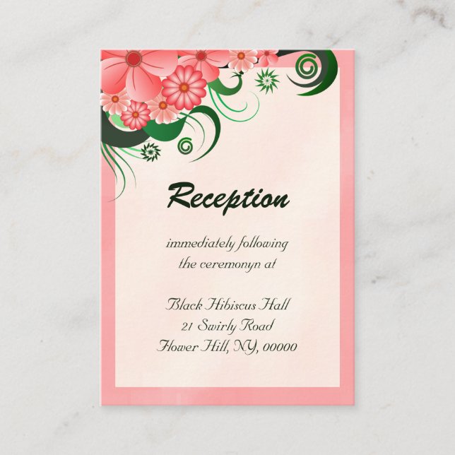Hibiscus Floral Pink Reception Enclosure Cards (Front)