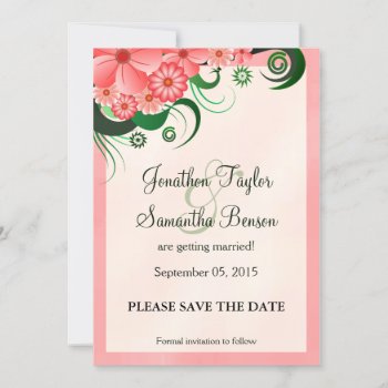 Hibiscus Floral Pink Save The Date Announcements by sunnymars at Zazzle