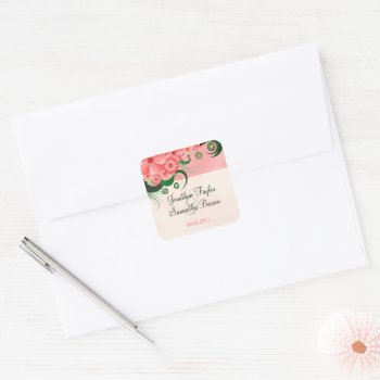 Hibiscus Floral Pink Save The Date Stickers by sunnymars at Zazzle