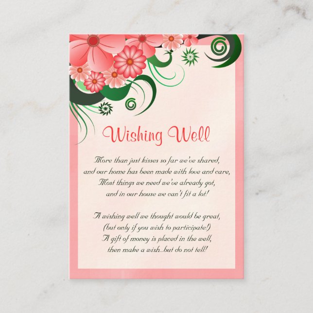 Hibiscus Floral Pink Wedding Wishing Well Enclosure Card (Front)