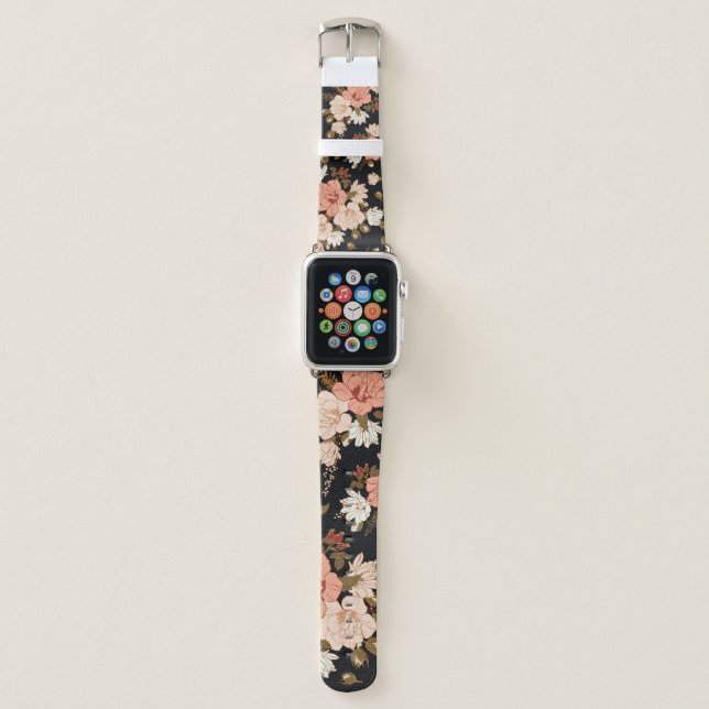Hibiscus Floral: Seamless Pattern Design Apple Watch Band (Front)
