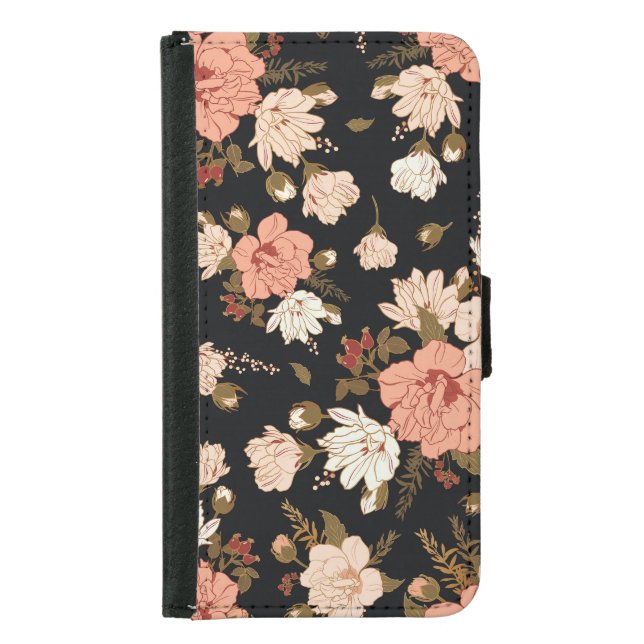 Hibiscus Floral: Seamless Pattern Design Samsung Galaxy Wallet Case (Front)