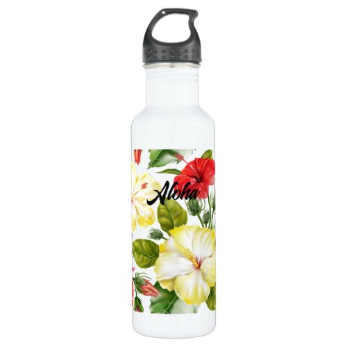 Hibiscus Floral Stainless Steel Water Bottle