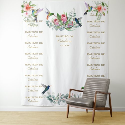 Hibiscus Floral Step  Repeat Bautizo Backdrop