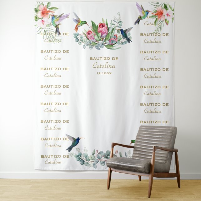 Hibiscus Floral Step & Repeat Bautizo Backdrop (In Situ)