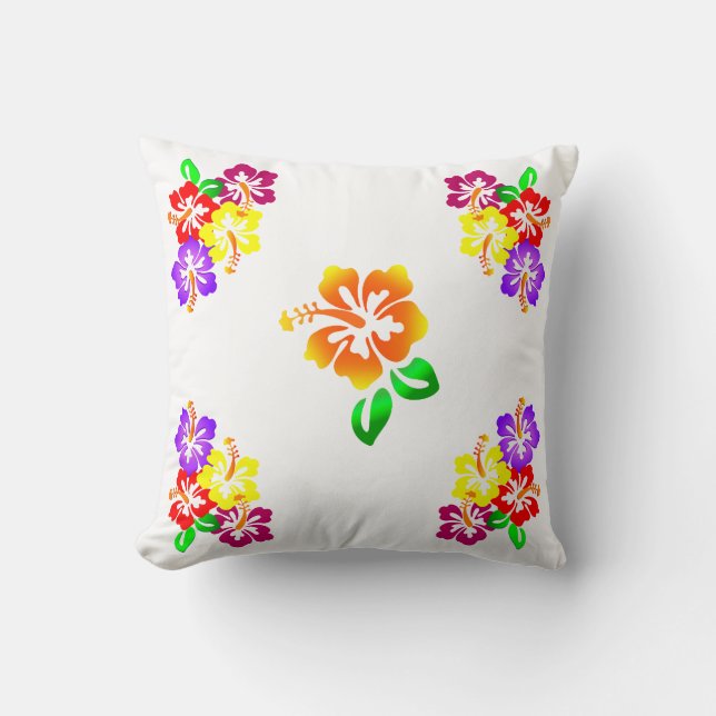 Hibiscus Floral Throw Pillow (Front)
