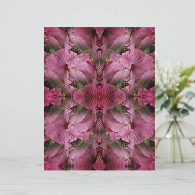 Hibiscus Flower Abstract Vintage Scrapbook Paper (Standing Front)
