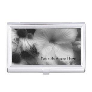 Hibiscus Flower And Friends In Black And White Business Card Holder