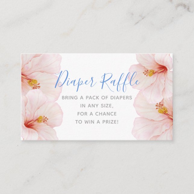 Hibiscus Flower Baby Shower Diaper Raffle Ticket Enclosure Card (Front)
