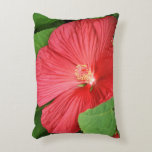 Hibiscus Flower Bright Magenta Floral Decorative Pillow