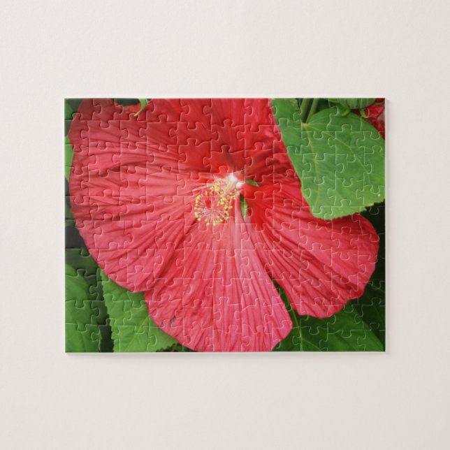 Hibiscus Flower Bright Magenta Floral Jigsaw Puzzle (Horizontal)
