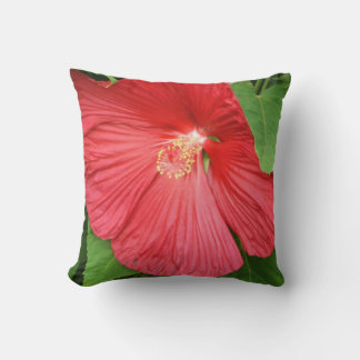 Hibiscus Flower Bright Magenta Floral Throw Pillow