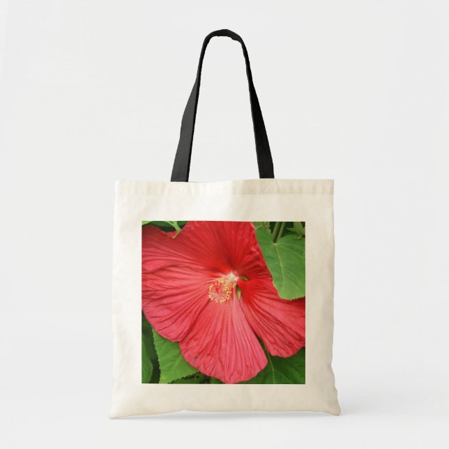 Hibiscus Flower Bright Magenta Floral Tote Bag (Front)