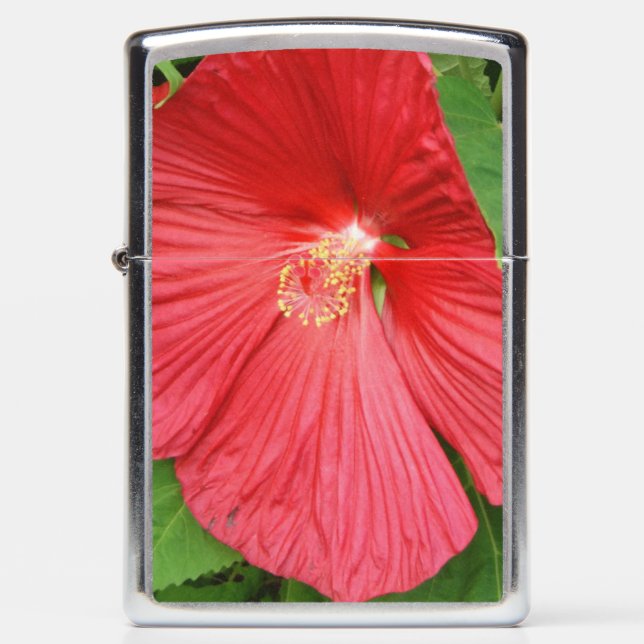 Hibiscus Flower Bright Magenta Floral Zippo Lighter (Front)